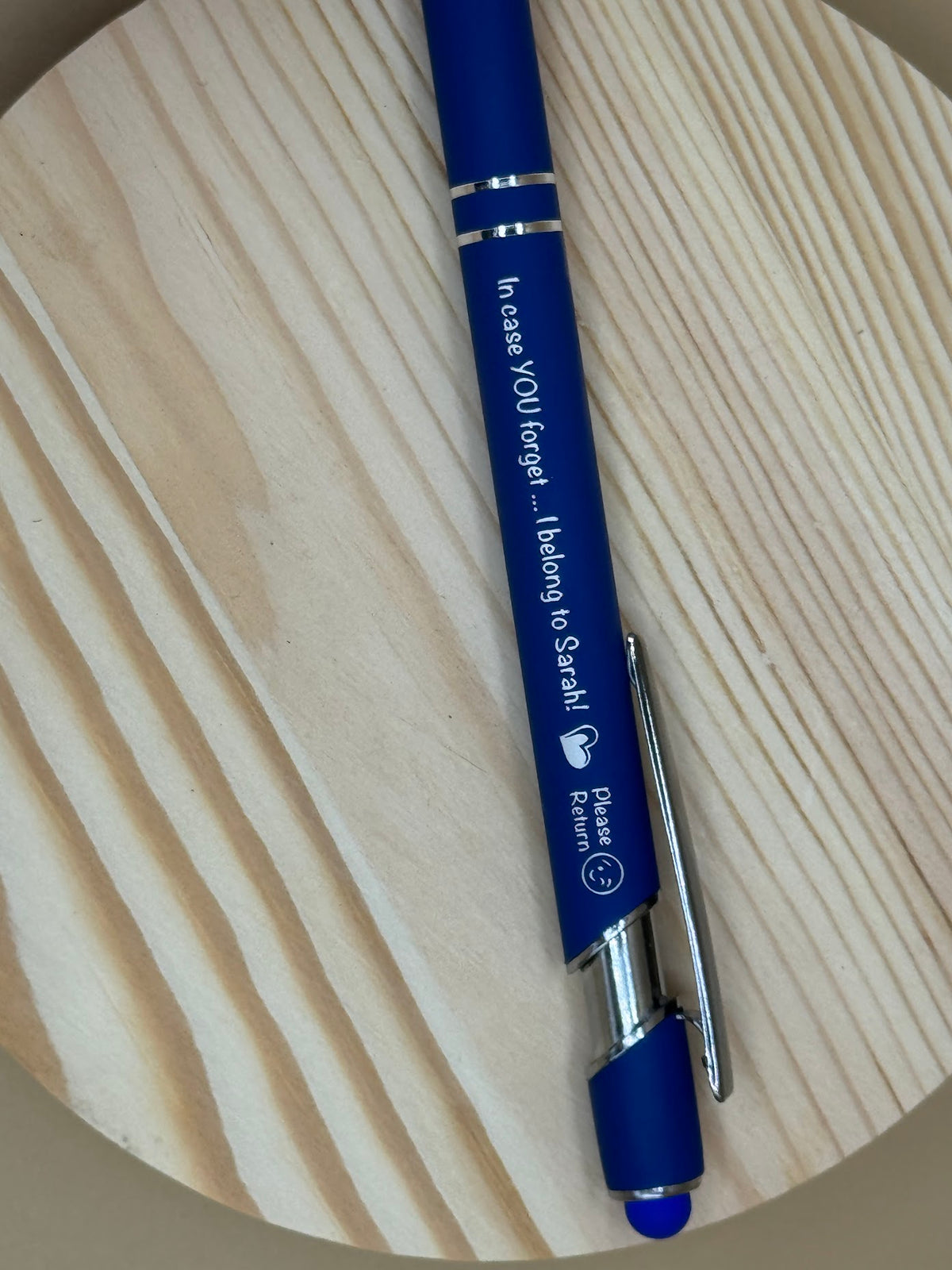 Custom engraved pen with personal message