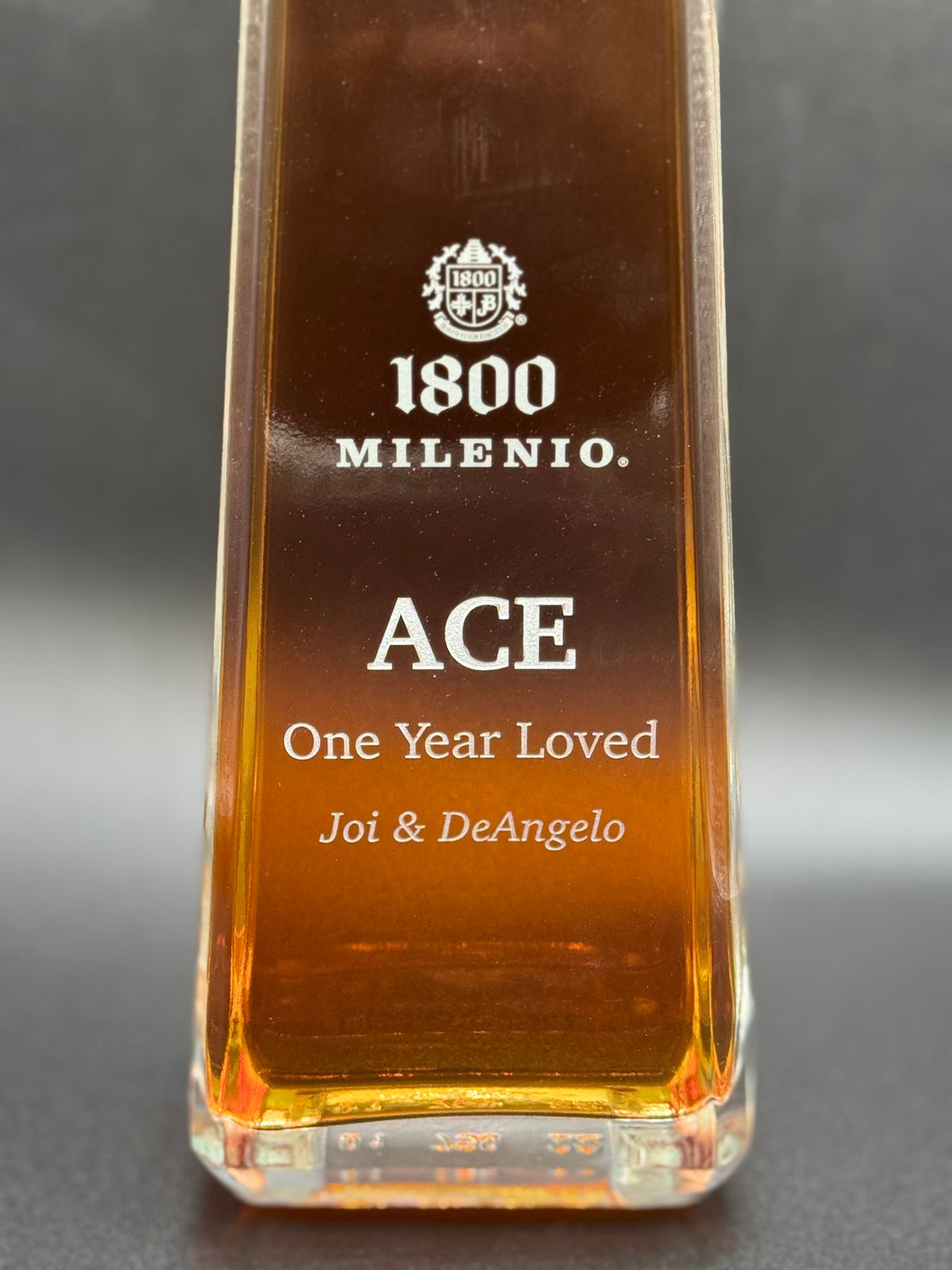 Custom engraved tequila bottle with personalized message