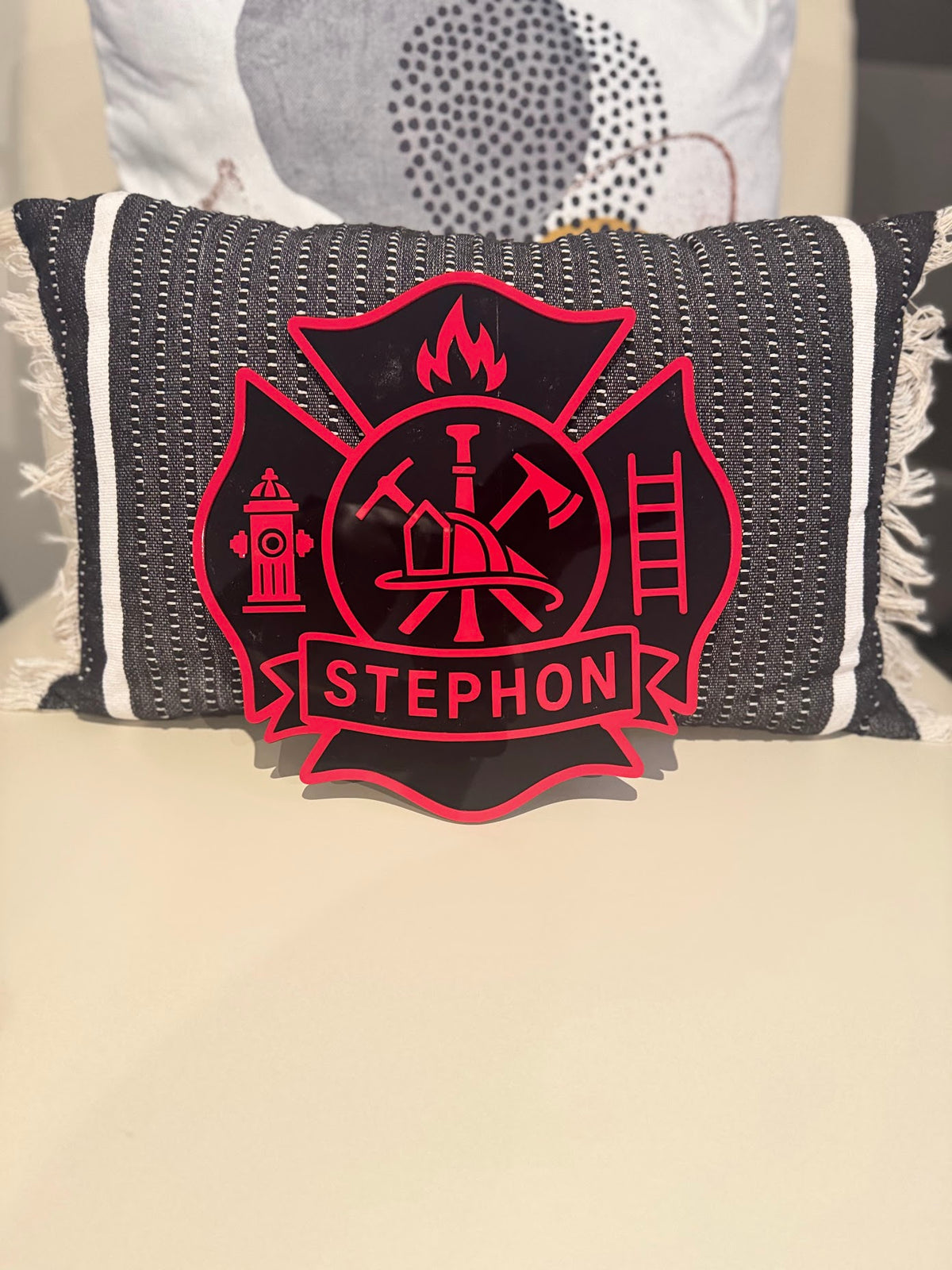 Custom firefighter acrylic sign with personalized name