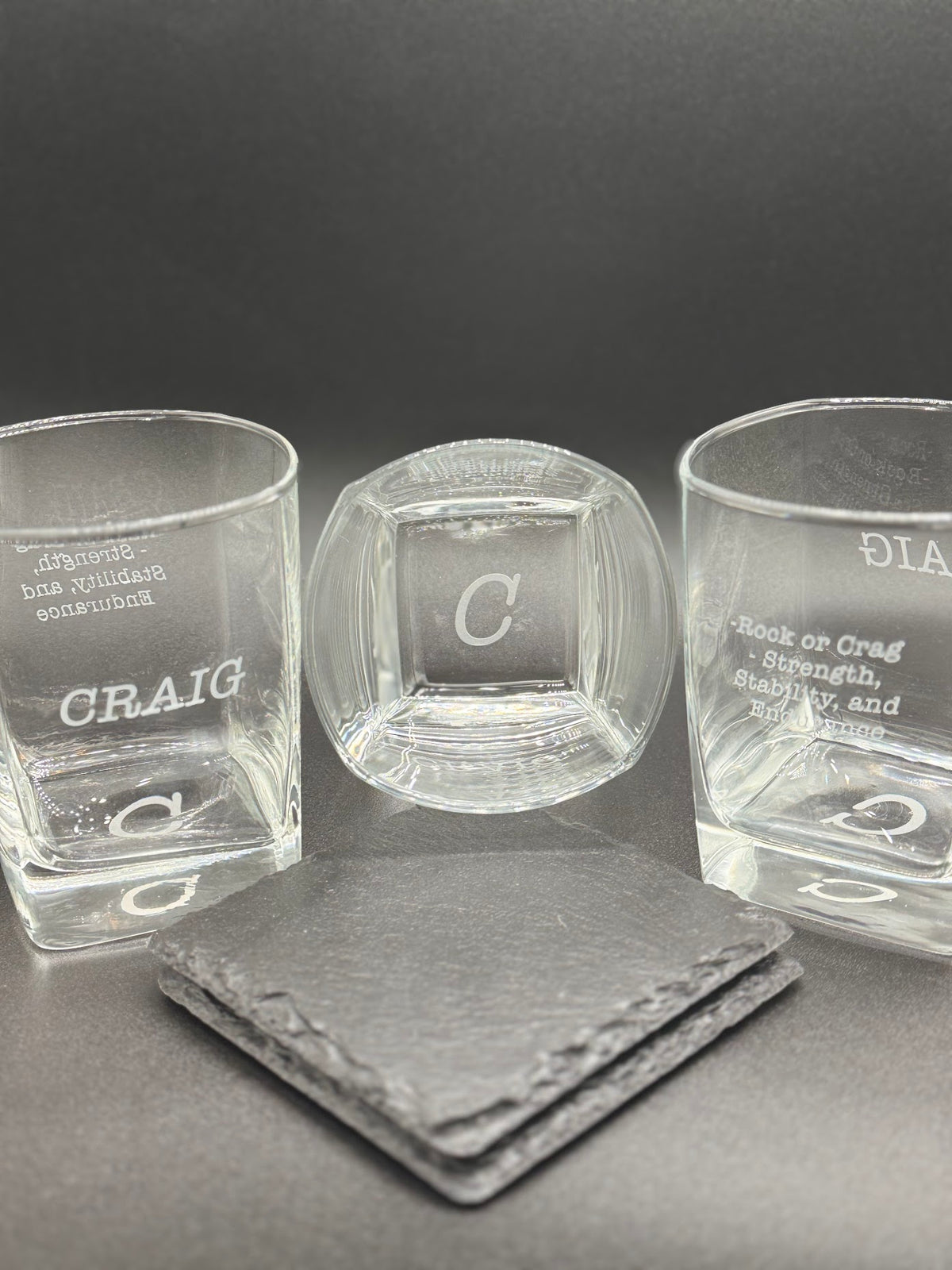 Personalized 12 oz square Double Old Fashioned glass with custom laser engraving